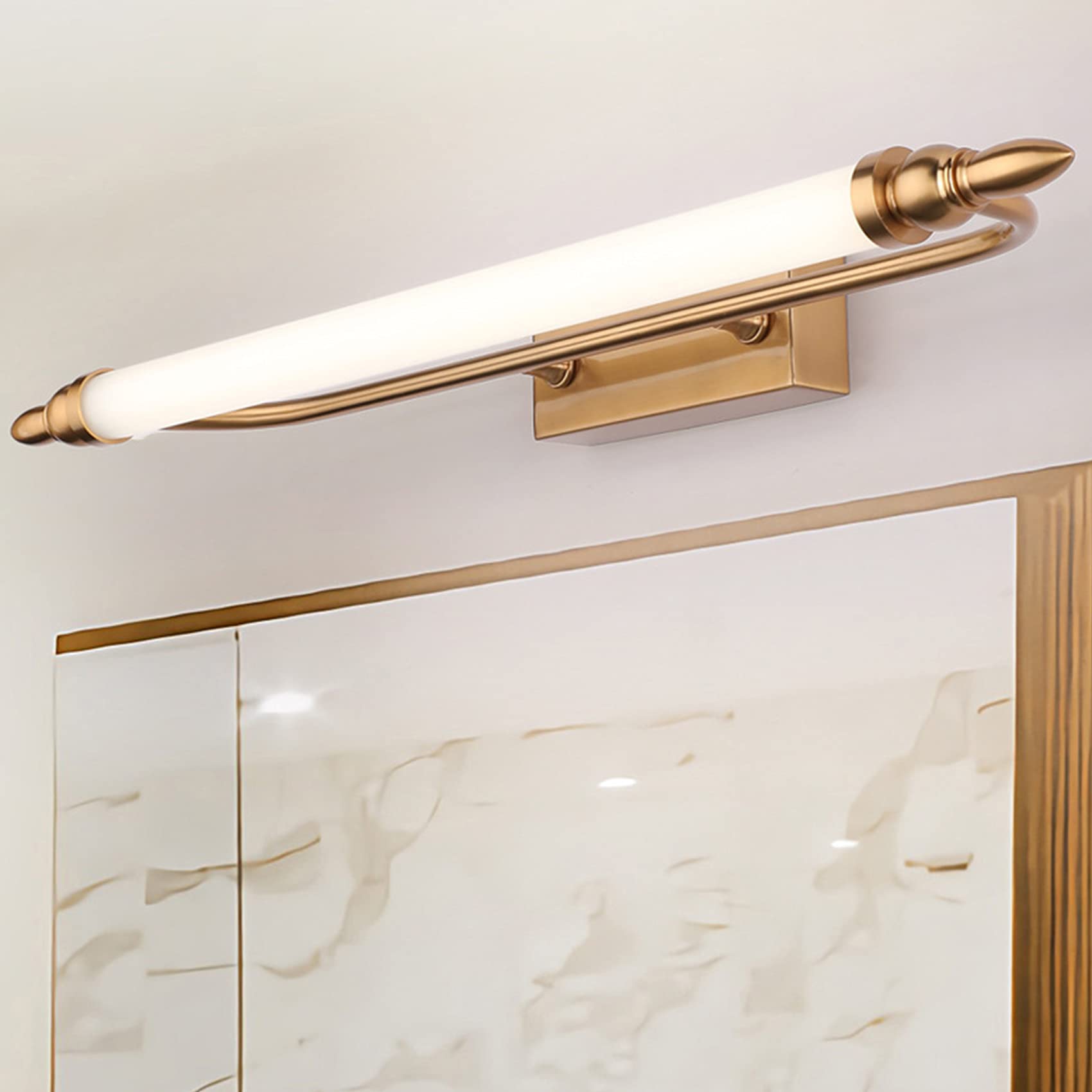 Lampy ścienne, Oświetlenie lustra łazienkowego LED, lustrzana lampa czołowa do antycznych metalowych luster łazienkowych złota lampa lustra w łazience/65 cm