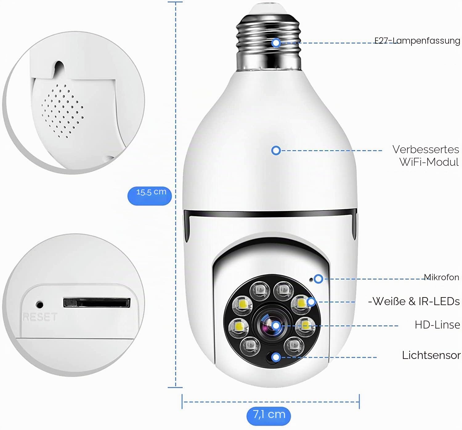 TUYA WiFi 1080P 5GHz 2.4GHz Panorama IP Sicherheitskamera, Pan/Tilt Grade Panorama IP Sicherheitskamera, Smart Home Überwachungskamera mit Alarm