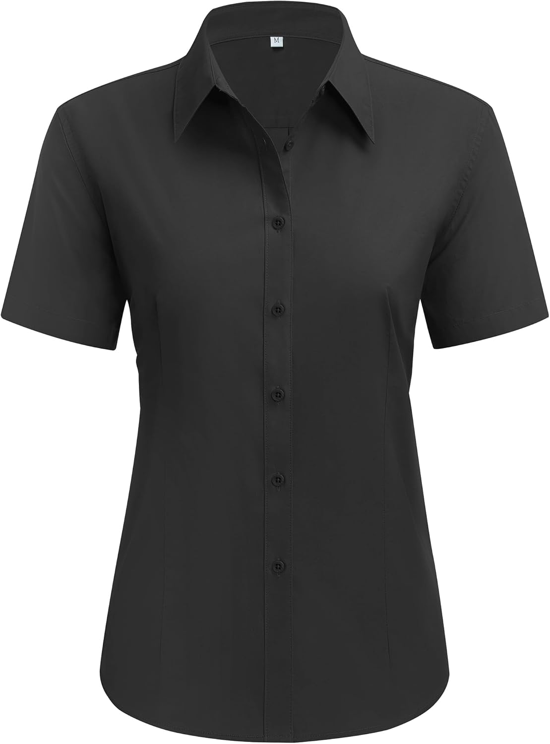 siliteelon Dress Shirts for Women Short Sleeve Cotton Button Down Shirt Basic Button Up Shirt Collared Shirts Work Shirt
