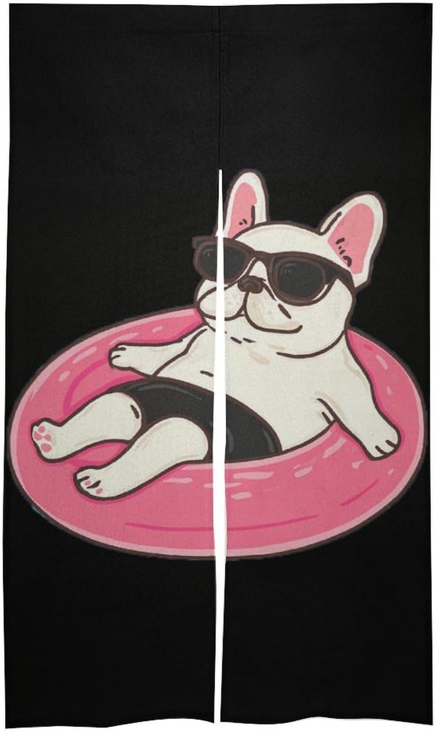 French Bulldog Swimming Doorway Curtain Insulated Room Divider Drapes | white linen,privacy curtains