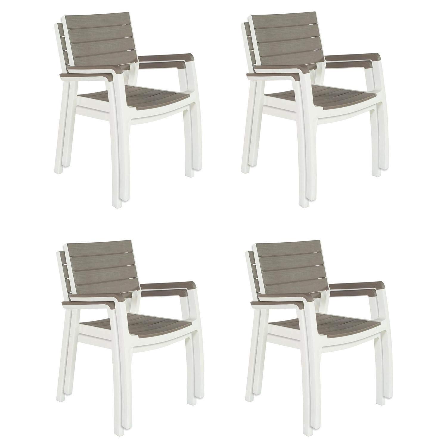 Keter Harmony - Set di 2 sedie impilabili per interni ed esterni, per sala da pranzo e intrattenimento, 2 pezzi, colore cappuccino e bianco