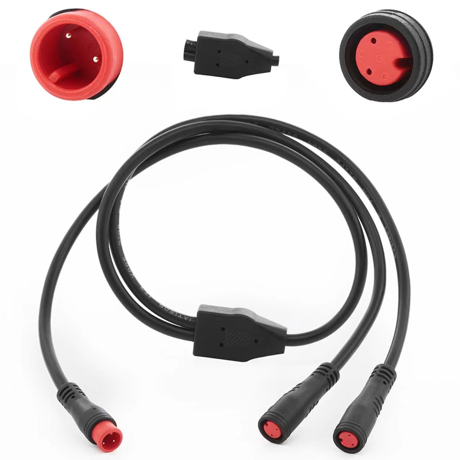 EDENCOMERS Electric Bicycle 1T2 Extension Cable Y-Split Extension Wire with Waterproof Connector for Ebike Light, Gear Sensor and Brake in Ebike Modification Kit (1T2 2pin 7