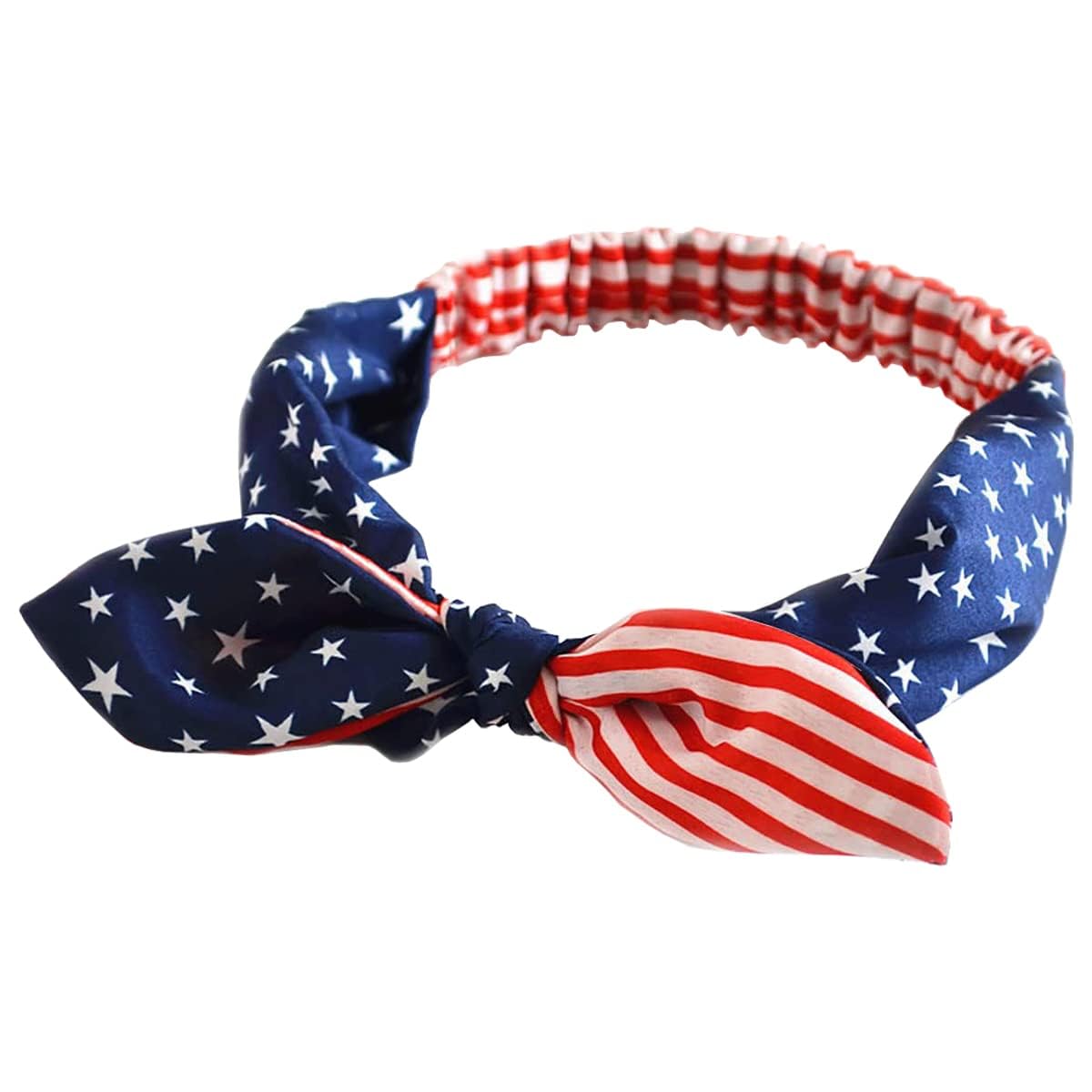 American Flag Bandana, Red White Blue Patriotic Bandana for Women 4th of July USA Decorations (Rabbit Ears), Blue,White,Red