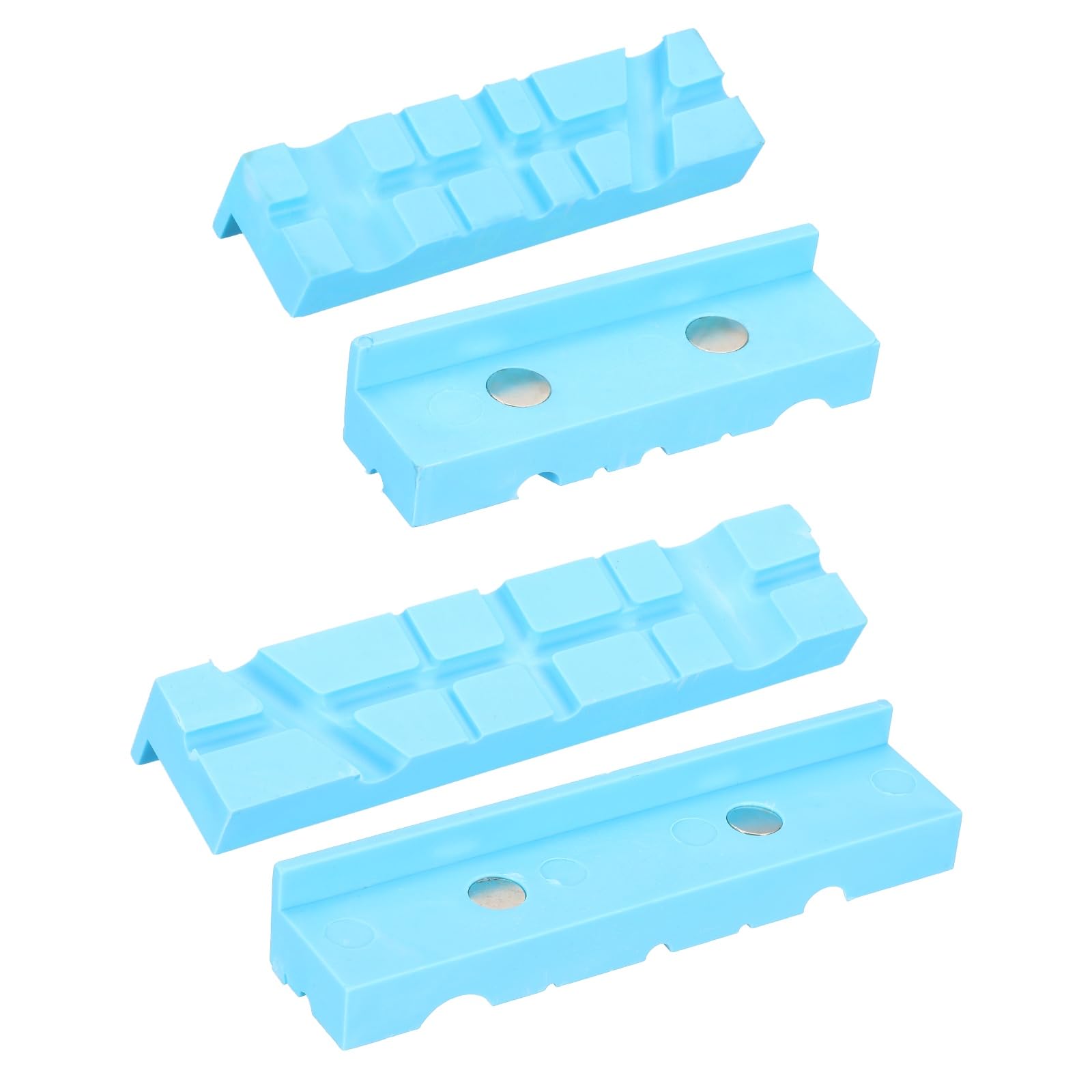 sourcing map 1 Set Vise Jaw Pads 4" and 6" Rubber Magnetic Vise Soft Jaws Standard Anti-Scratches Vice Covers Tools for DIY Making Woodworking Clamping Plumbing, Blue
