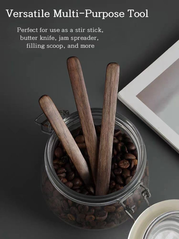 3 varillas de café reutilizables de madera de alta calidad, pulidas a mano, agitadores de café de textura natural para una experiencia de preparación premium