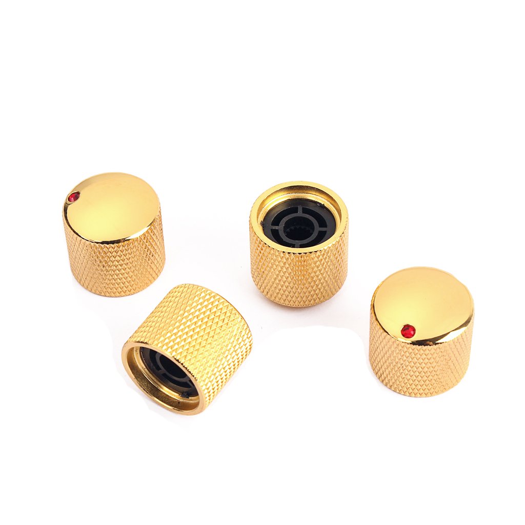 RuiJOTWAT Metal Dome Tone Tunning Knob with Hexagon Screws Lock Volume Control Buttons for Electric Guitar Bass Gold