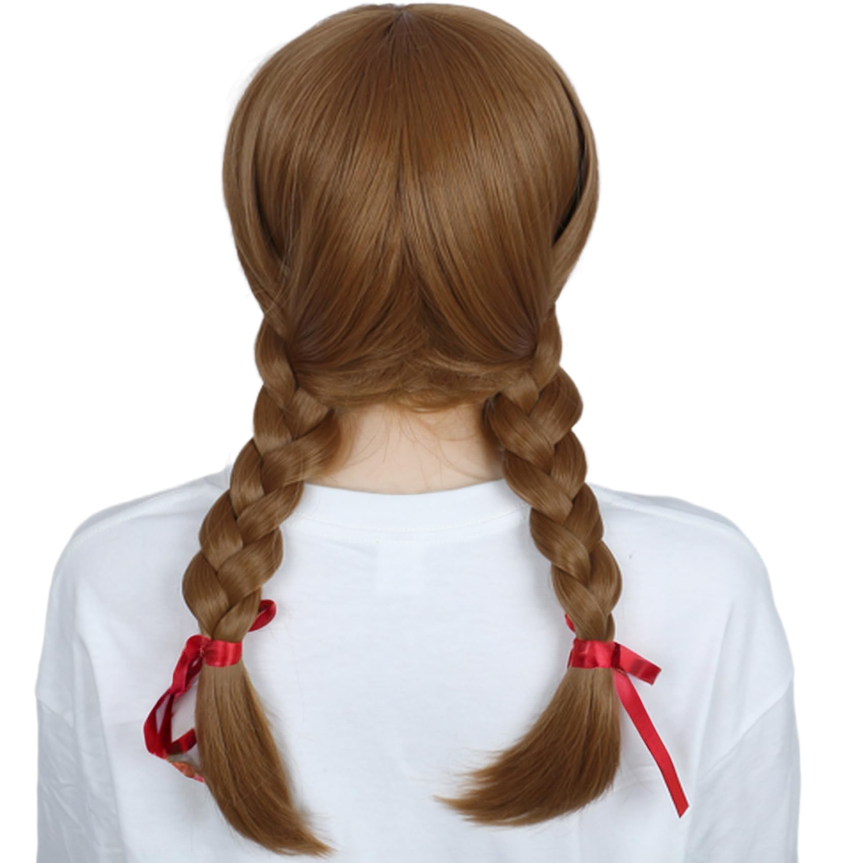Linfairy Long Plaited Auburn Wig with Ribbons Halloween Cosplay Costume Wig for Women (adult) - Image 4
