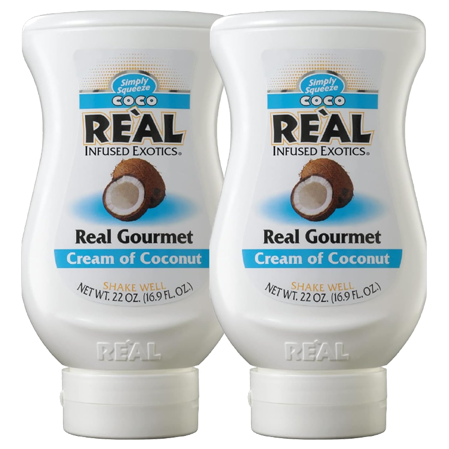 Reàl Infused Exotics Simply Squeeze 2 Pack Coconut Puree Infused Syrup 16.9oz Bottle for Mixologists, Chefs, Cooks