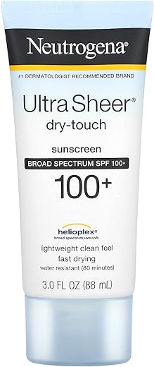 Neutrogena Ultra Sheer Dry-Touch Water Resistant and Non-Greasy Sunscreen Lotion with Broad Spectrum SPF 100+, 3 fl. oz