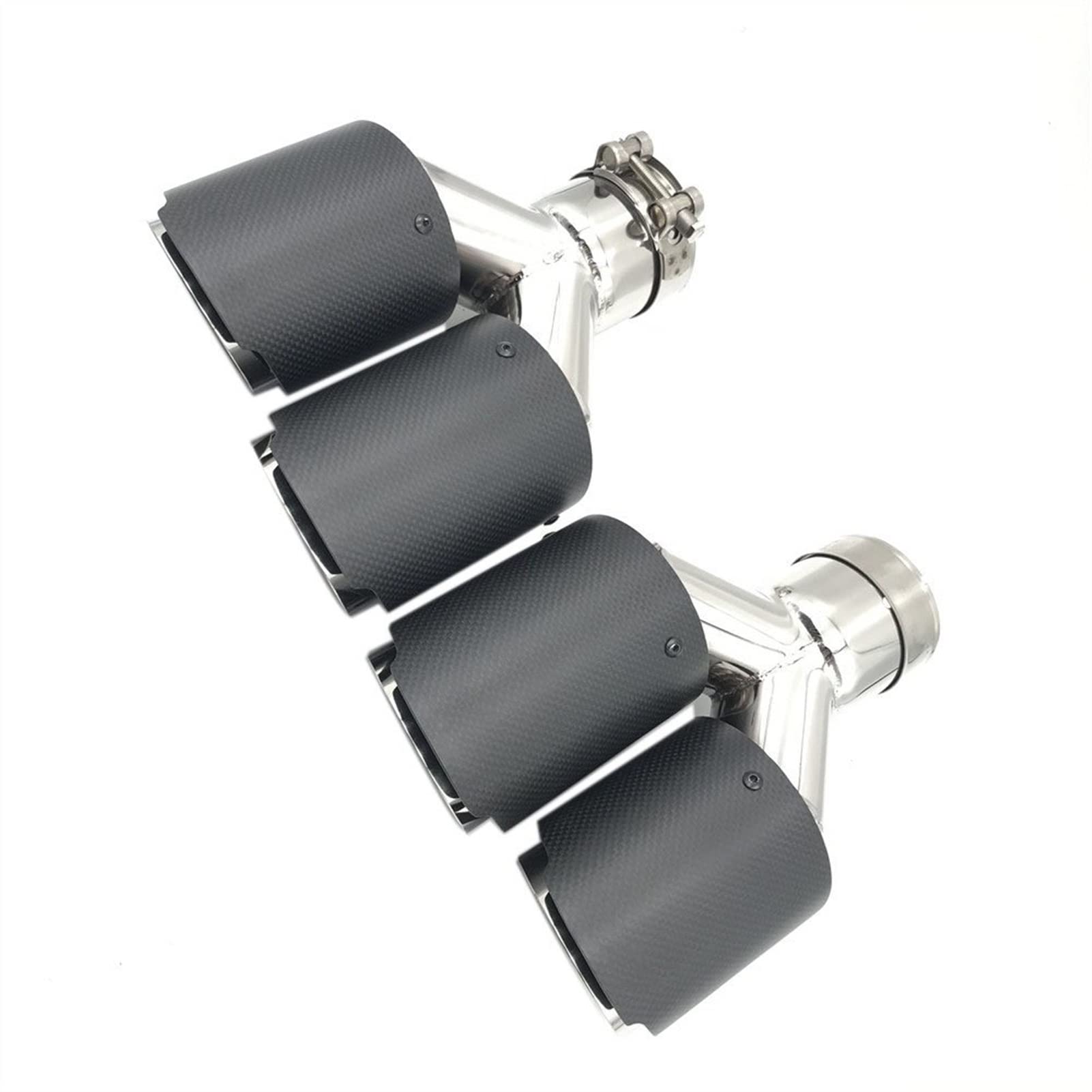 per BMW per Volvo per Honda per Jaguar 2 Pz/Set in Fibra di Carbonio Opaca + in Acciaio Inox Universale Auto Punta di Scarico Doppia estremità del Tubo Tubo Scarico (Size : 70 in 76 out)