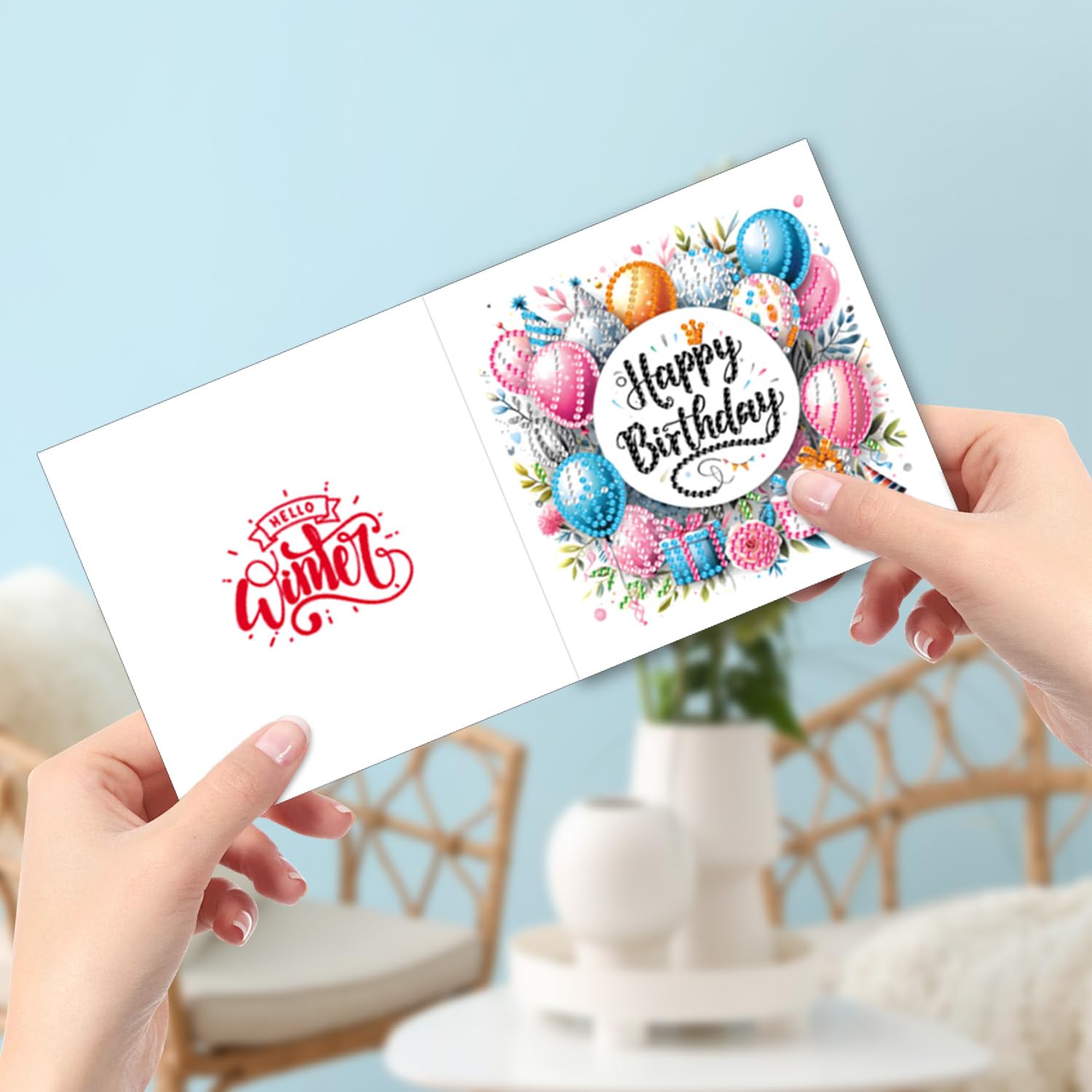 6PCS DIY Diamond Art Birthday Cards With Envelopes 5D DIY Diamond Art