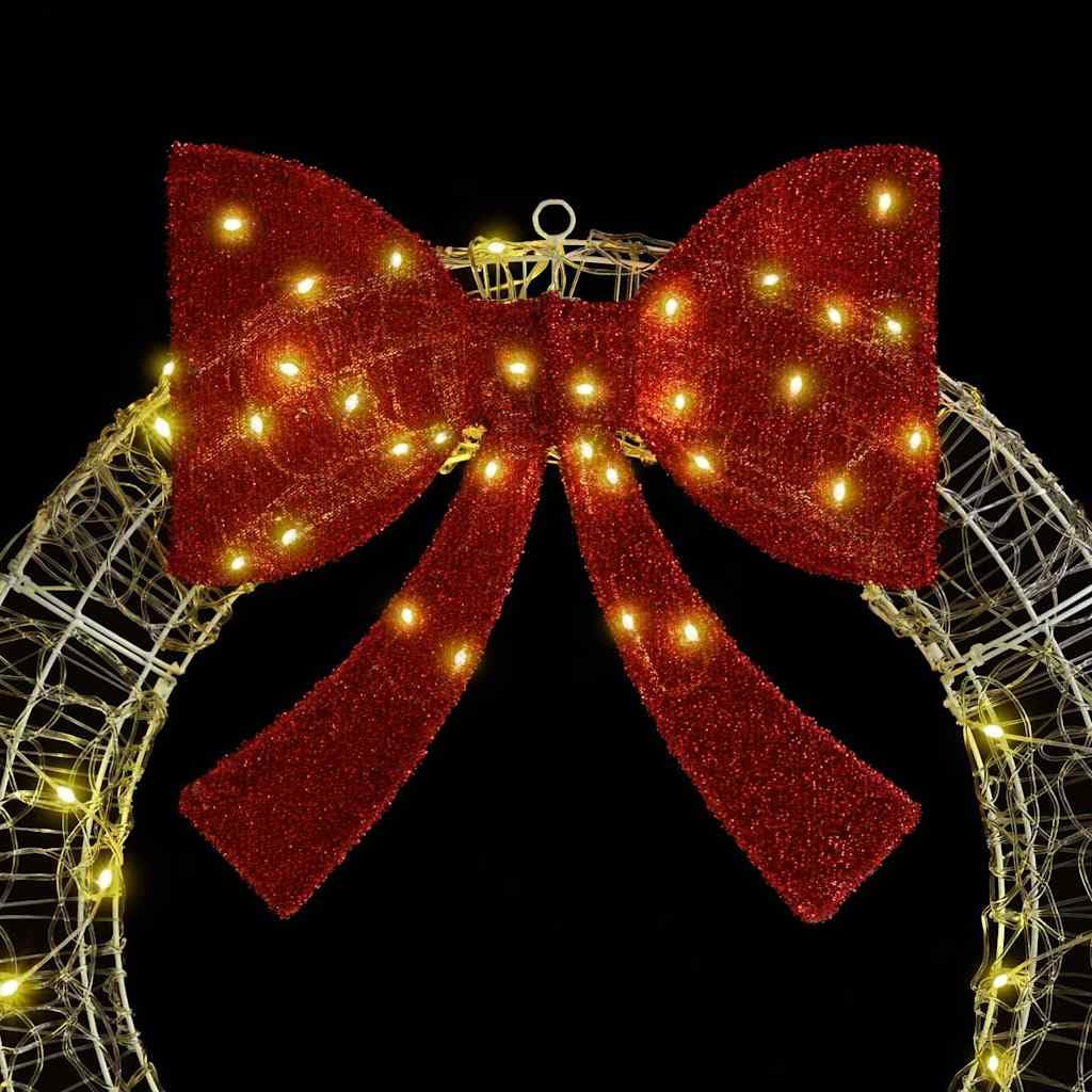 vidaXL Kranz mit 60 LEDs Warmweiß 76 x 76 x 8,5 cm Acryl, Moderne Weihnachtskranz, LED Türdeko, Festliche Dekoration, saisonale Girlande, hübsches Zuhause Display