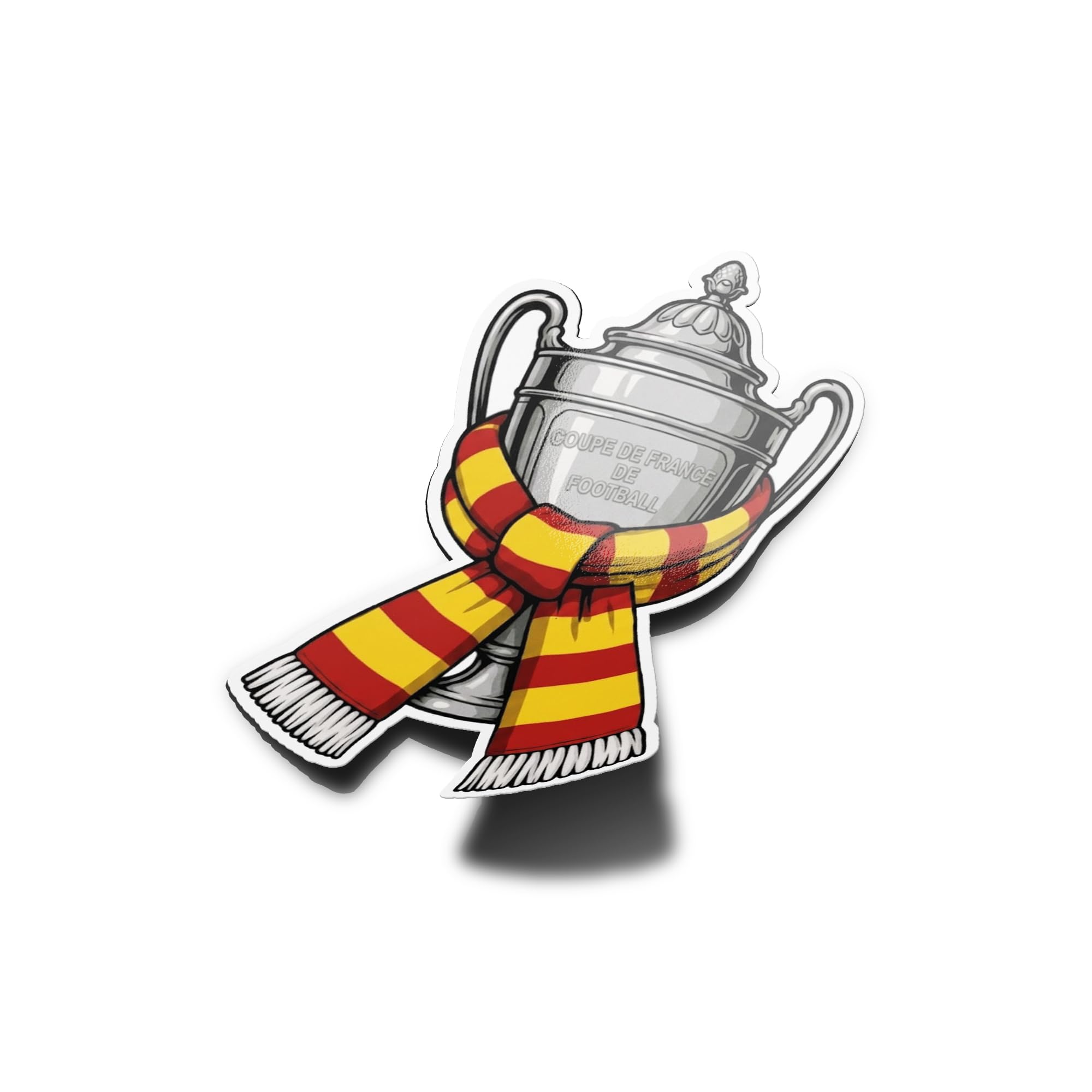 PACK AUTOCOLLANTS STICKERS Lens Coupe de France vinyle Résistant Eau Uv Découpe Forme Trophée Champions Football Déco écharpe supporters Pour Ordinateur Bouteille et Voiture Déco exterieur 9cm