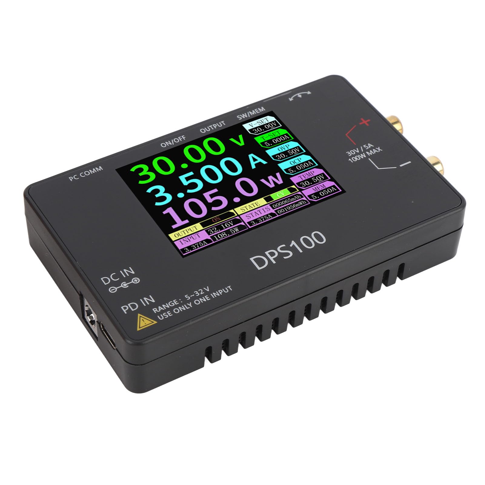 Generic Alimentatore CC Regolabile DPS100, Materiale ABS, Portatile con Funzioni Programmabili, Uscita 30 V 5 A per Laboratori e Officine