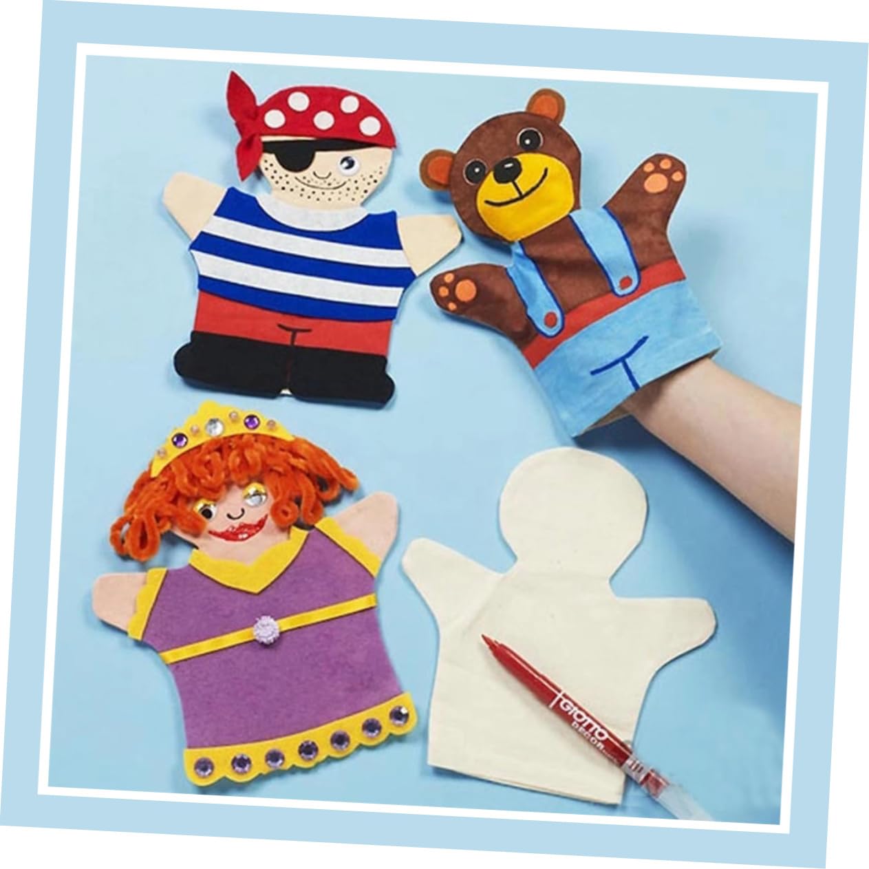 VICASKY 2-Pack Canvas Hand Puppet Material Package for Boys and Girls Creative DIY Storytelling