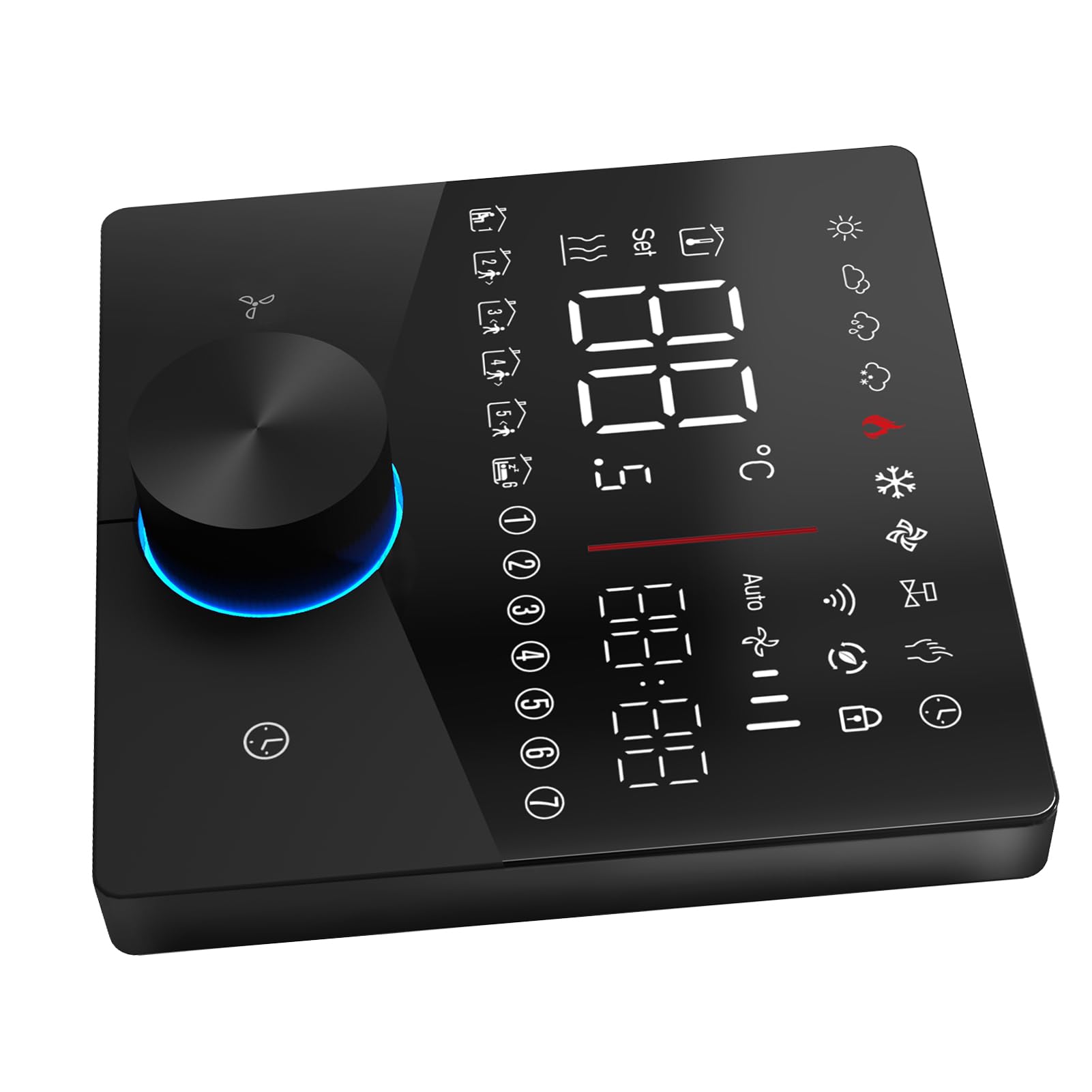 WIFI Thermostat Digital Downish Touch 5 i 2 Programowalne 2 Kontroler Temperatury Klimatyzatora z 8 Efektami Oświetleniowymi i 7 Biegami Tęczowymi dla świątecznej Atmosfery (BLACK)