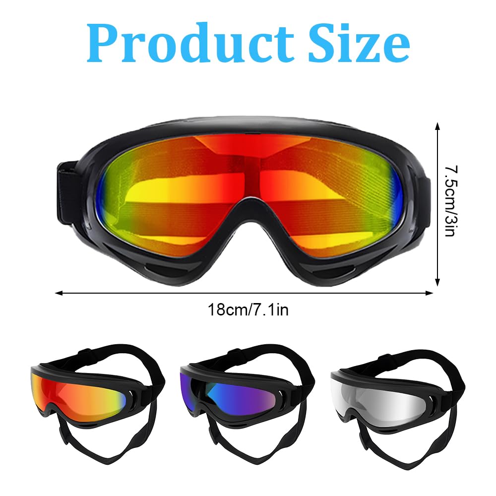 JOAASU 3 Pieces Dog Goggles, Dog Sunglasses with Elastic Strap, Pet Goggles, Waterproof & UV Protection Sunglasses - Image 2