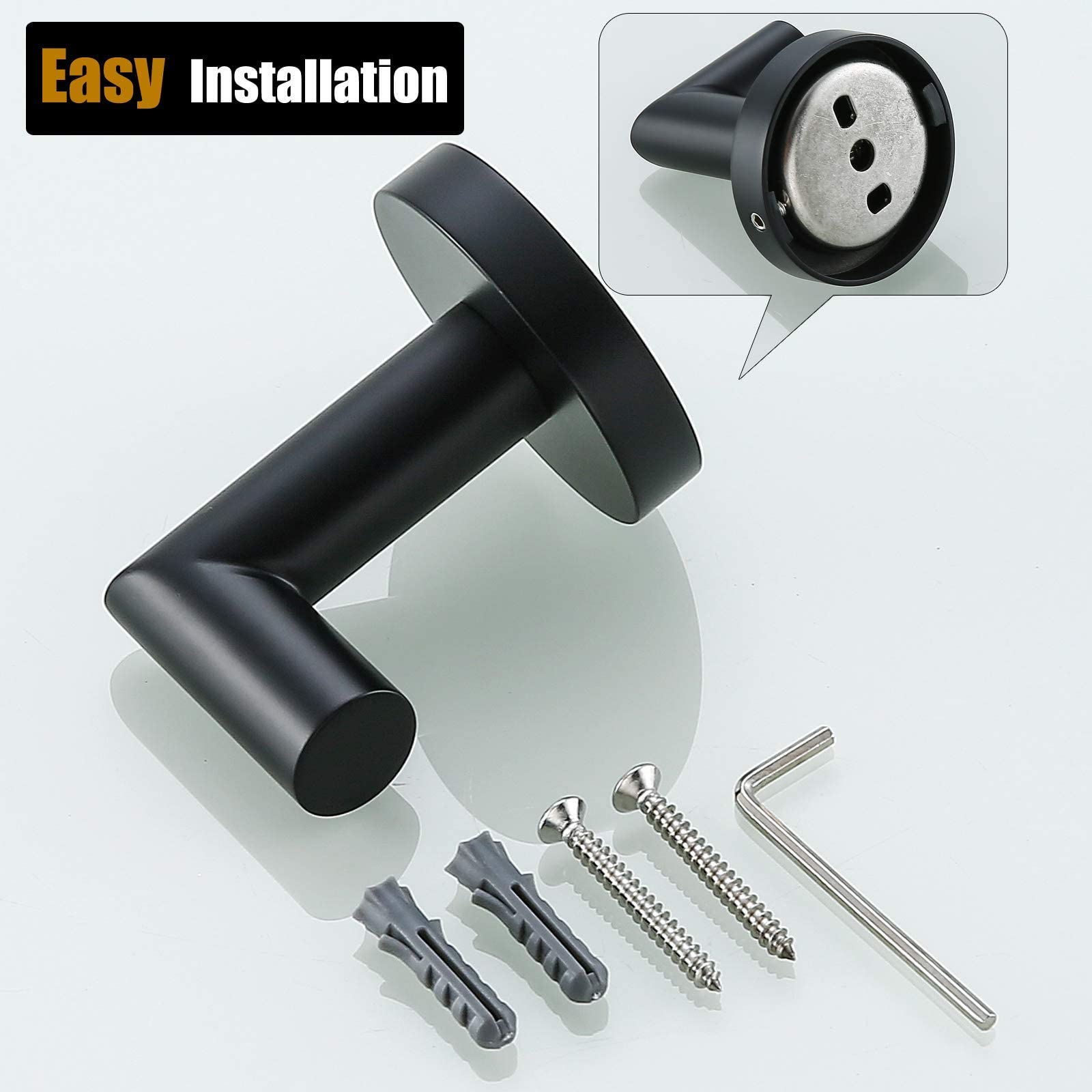 Handtuchhaken für Badezimmer, mattschwarz, SUS304 Edelstahl, 2 Stück, Kleiderhaken, Handtuchhalter für Badezimmer, Küche, Garage, robuster Türhänger, Wandmontage, 96018-8MB