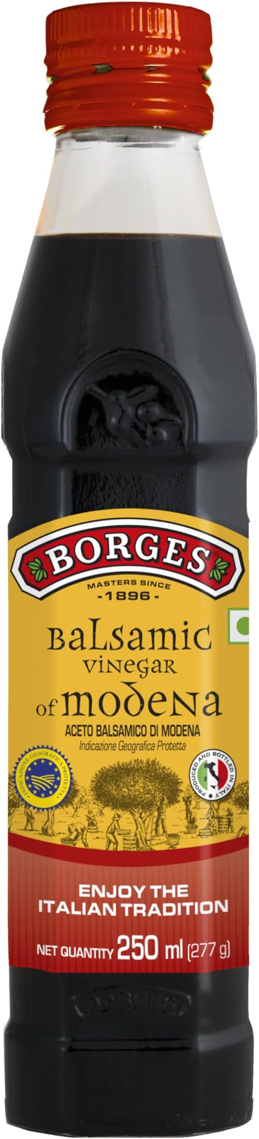 Borges Balsamic Modena Vinegar - 250 ml | IGP Certified| Rich in Antioxidants |Suitable for Salad dressing, Marinating |Intensify flavour