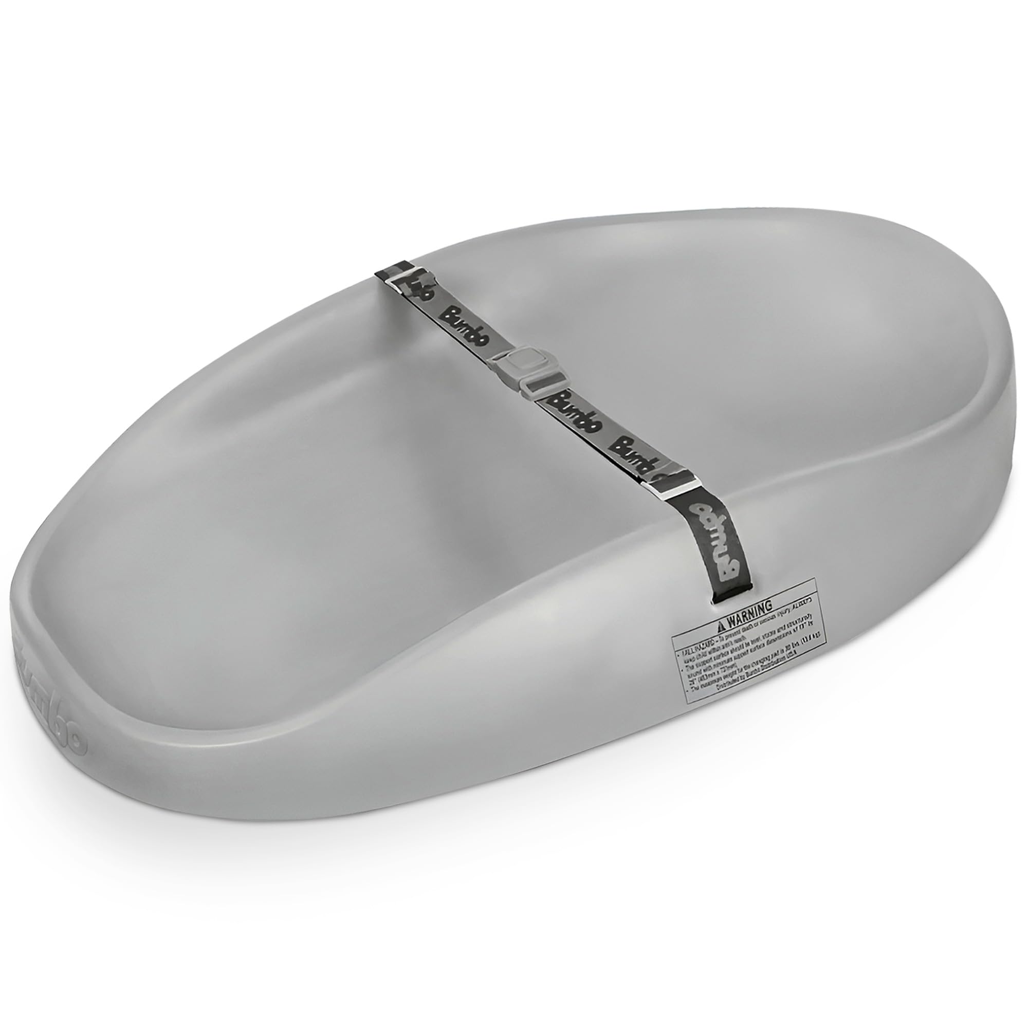 Bumbo Baby Changing Pad for Dresser or Table Top, Portable & Wipeable Non Slip Soft Contoured Diaper Change Station with Harness, Cool Grey