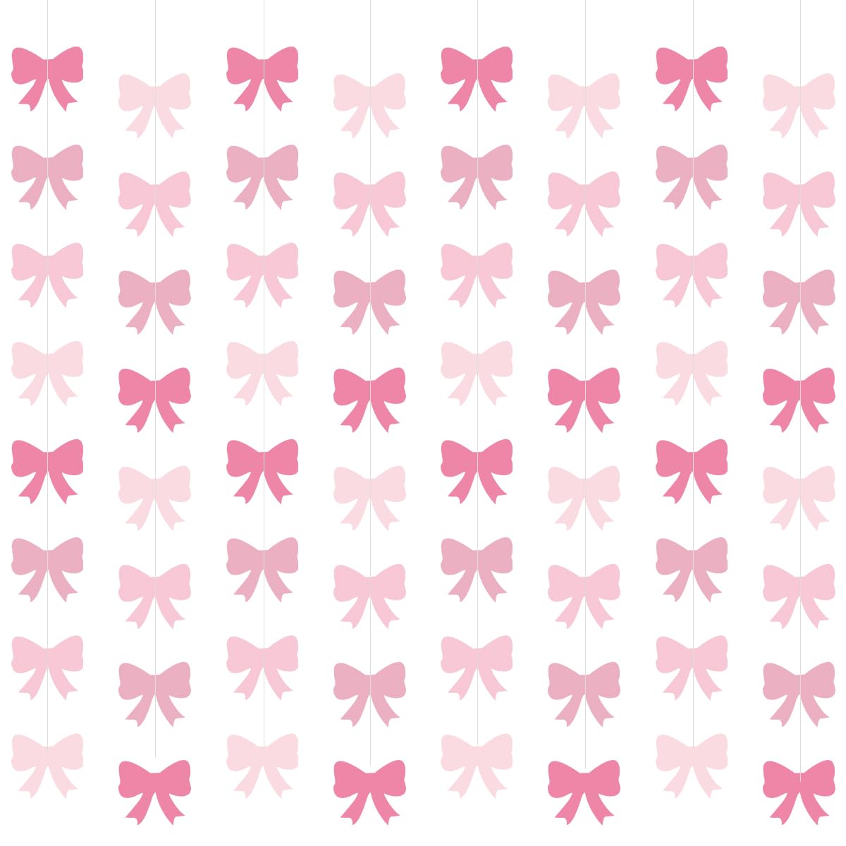 8 Pcs Pink Bow Hanging Banner, Pink Bow Themed Birthday Party Decorations, Paper Garland Wall Decor for Girls Room, Baby Shower Bridal Shower Wedding Classroom Bachelorette Party Supplies