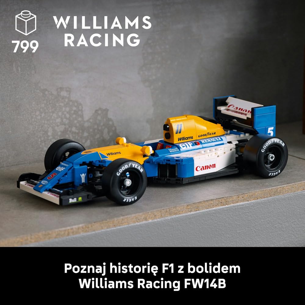 LEGO Icons Williams Racing FW14B i Nigel Mansell, Zestaw dla Dorosłych, Model Samochodu Ferrari, Kolekcjonerski Bolid F1, Dekoracje do Domu i Biura, Pomysł na Prezent dla Mężczyzn i Kobiet 10353