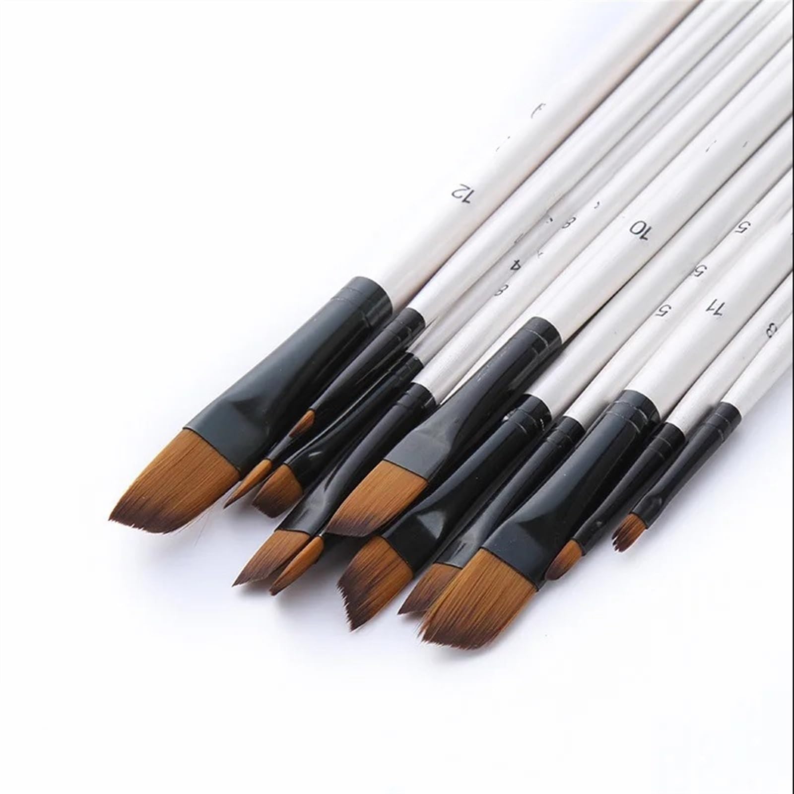 Pinceles para Pintar, 12 Piezas de Pelo de Nailon con Mango de Madera, Juego de Pinceles para Acuarela para Aprender a Pintar al óleo y acrílico, suministr,One Color-6