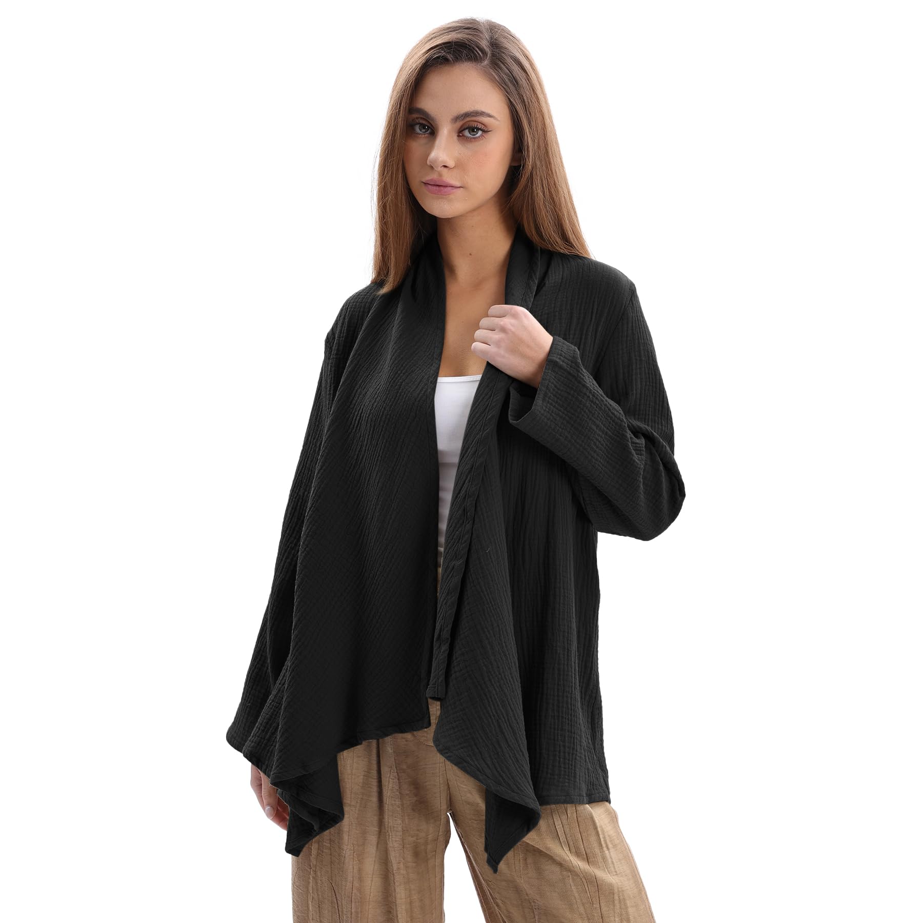 Amahiyu, scialle in cotone da donna, cardigan oversize aperto sul davanti, caldo, poncho da donna