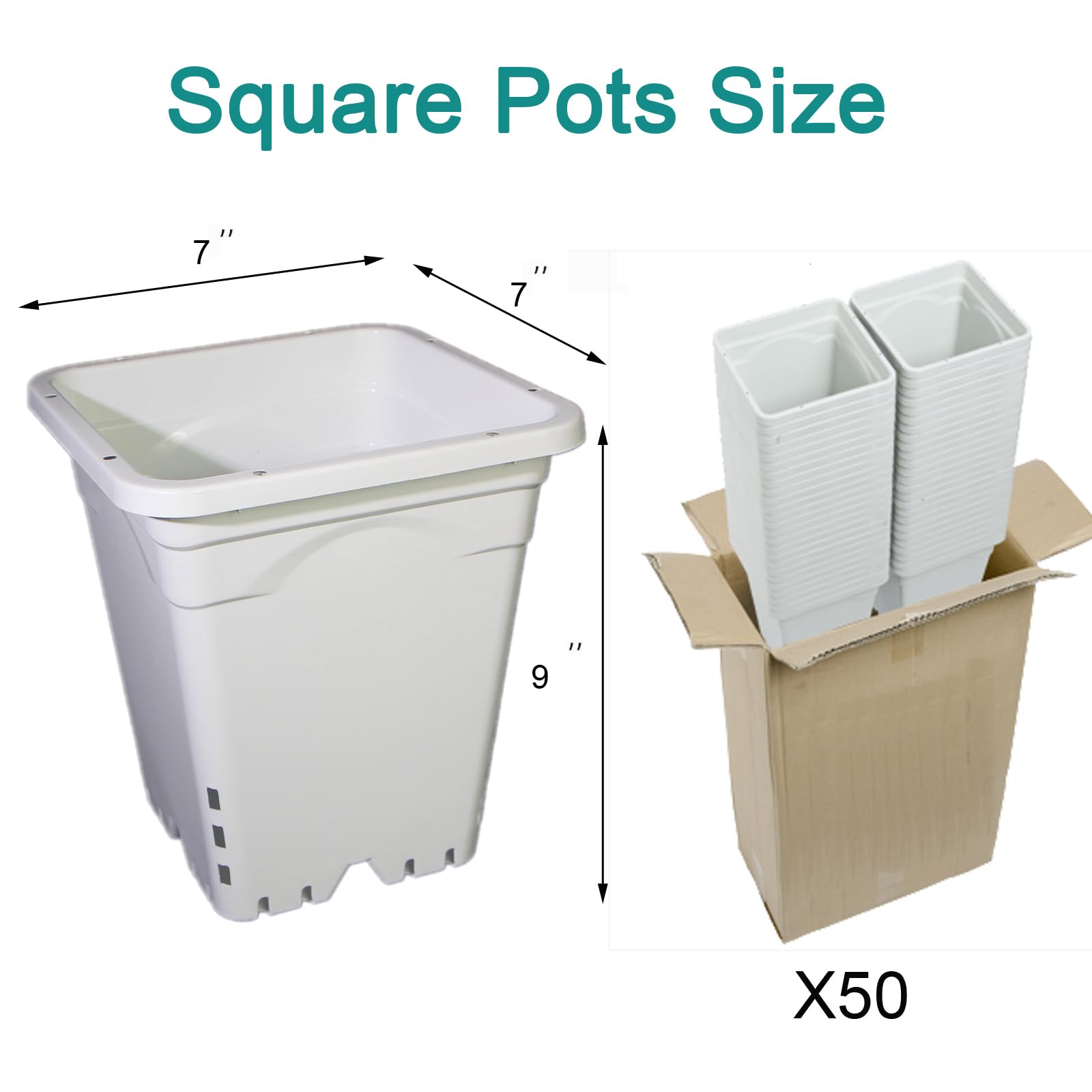 Sunpack 7"x7" Square Pot, White 9" Tall (Pallet of 50) - Image 6