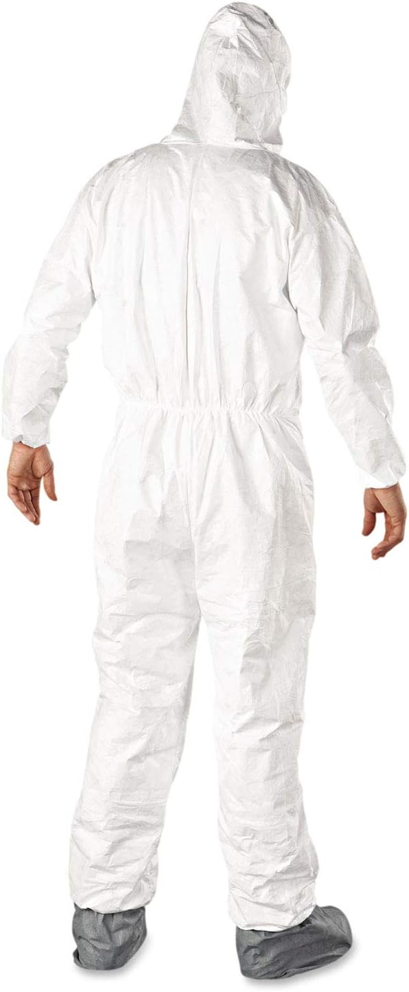 Tyvek Elastic-Cuff Hooded Coveralls W/boots, White, Large, 25/carton
