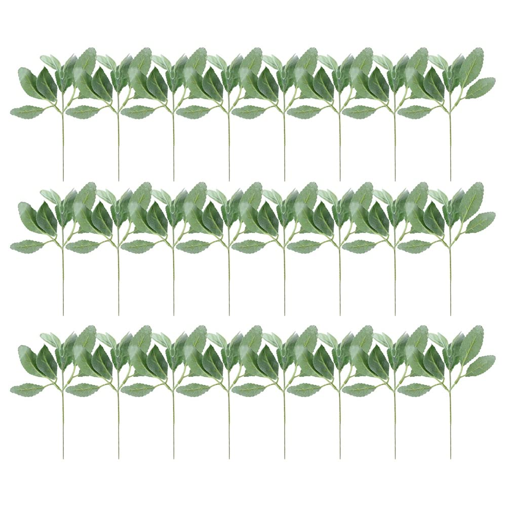CTRLZS 24 Pcs Artificial Flocked Lambs Ear Greenery Stems Faux Lambs Ear Stems Lamb's Ear Faux Greenery Decor Artificial