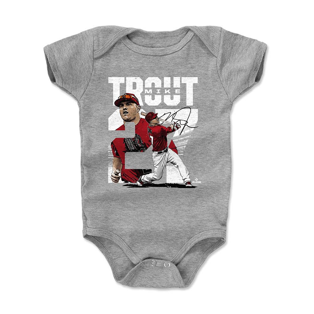 500 LEVEL Mike Trout Baby Infant One Piece Bodysuit (18-24 Months, Heather Gray) - Mike Trout Collage W WHT