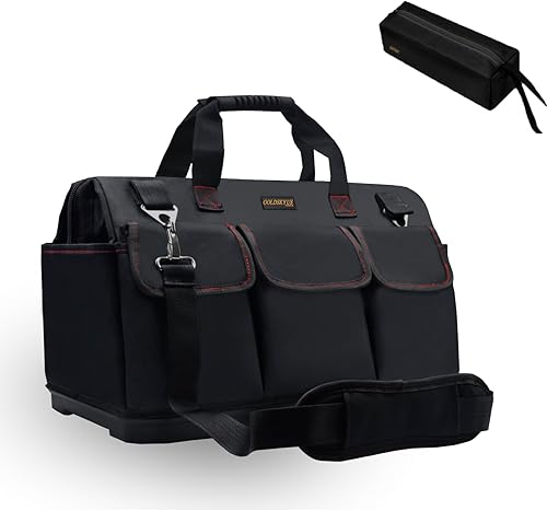 Miniatura 10 de Bolsa de herramientas de boca ancha de 22 pulgadas de ancho, bolsas de almacenamiento de herramientas resistentes al agua con correa ajustable para