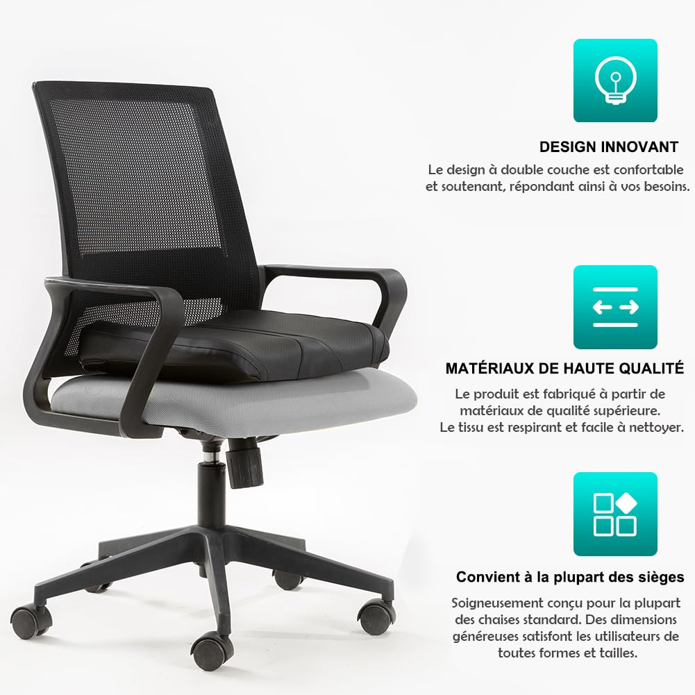 Rehausseur Voiture, Coussin Siege Voiture Conducteur Ergonomique | Coussin Siege Voiture, Rehausseur Voiture Adulte,Cuir PU,Soulagement Douleur Dos