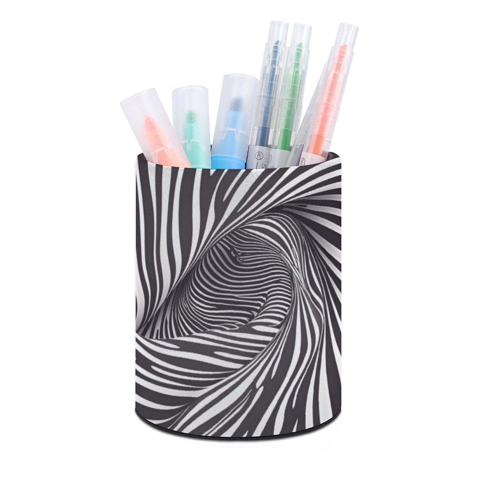 JTREHY - Round Pen Holder, Zebra Pattern, Printed, Storage Box for Home, Office, Dresser