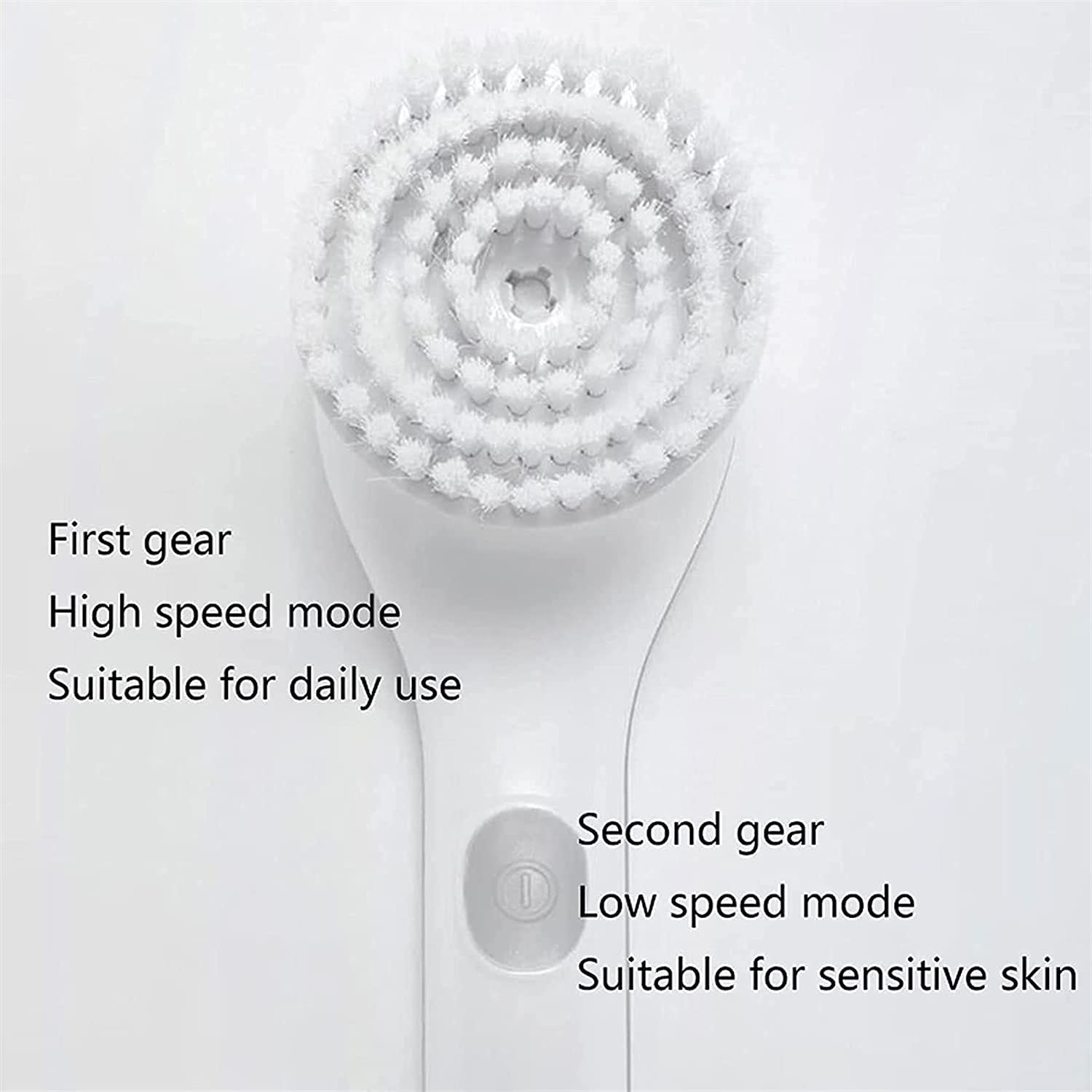 Cepillo de baño de Cuerpo eléctrico Cuerpo de Manga Larga y Cepillo de Limpieza Facial Cepillo de Ducha Recargable con 4 Cabezas de Cepillo de Giro