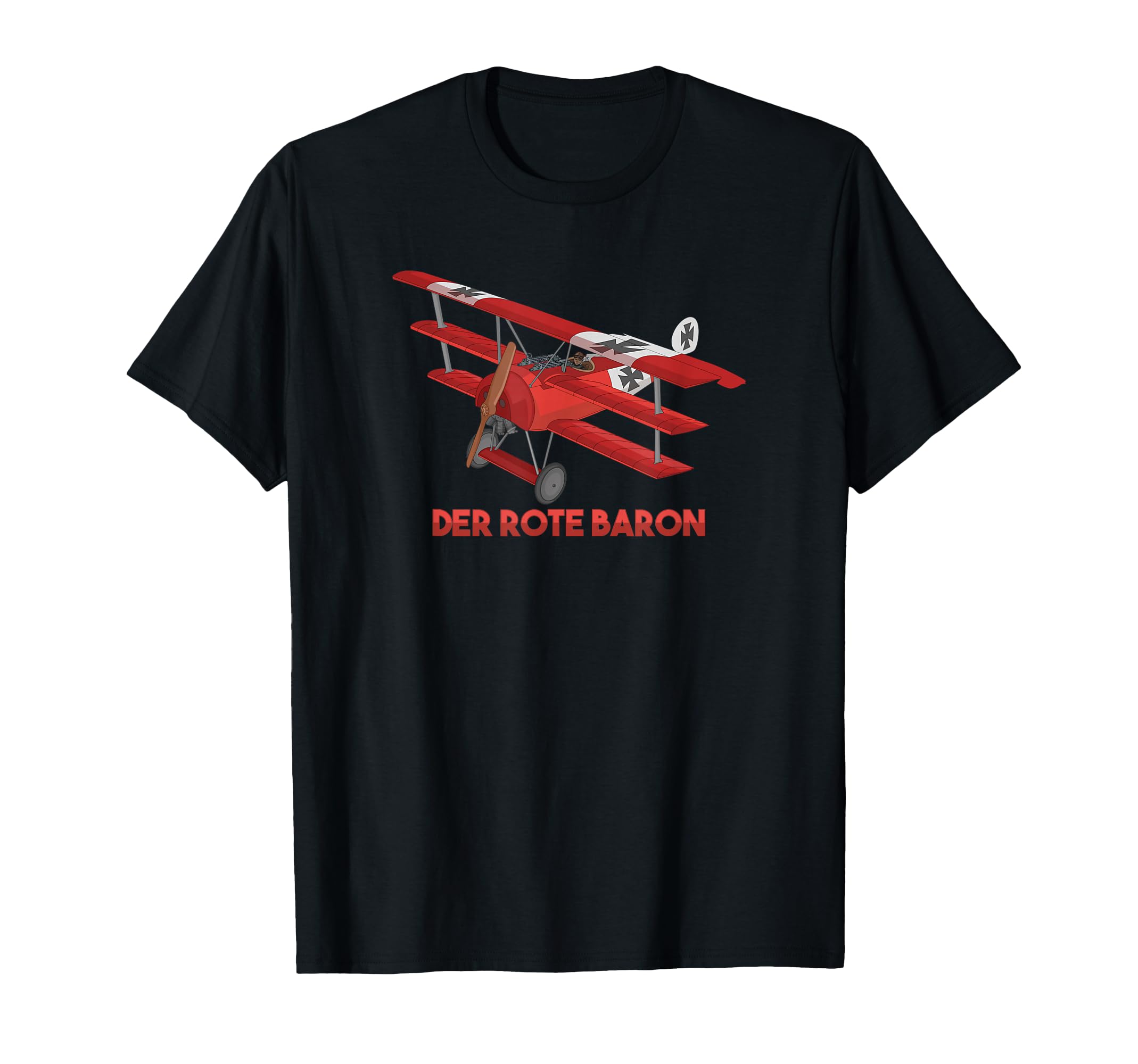 Red Baron Flying Fokker DR1 Triplane WWI Fighter Plane T-Shirt
