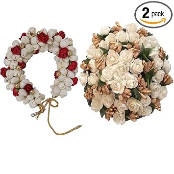 GadinFashion? Hair Bun Combo Mogra Artificial Gajra & Full juda Bun for Women in White Pack-02