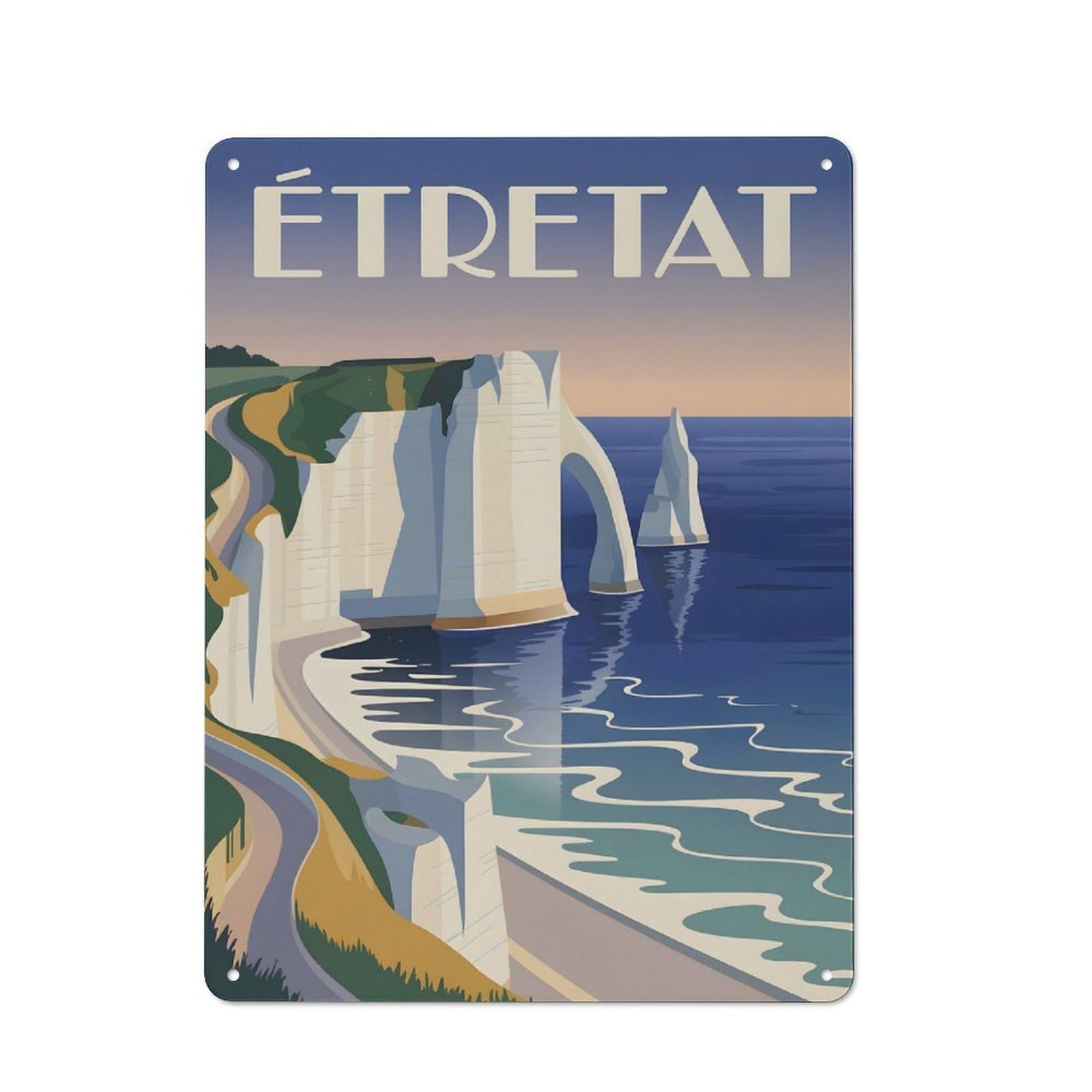 Junmoney Style-11 Garage Style Étretat, France Travel Retro Metal Sign 40X30cm, Workshop Wall Decor For Workshop, Basement, Shed Or Games Room