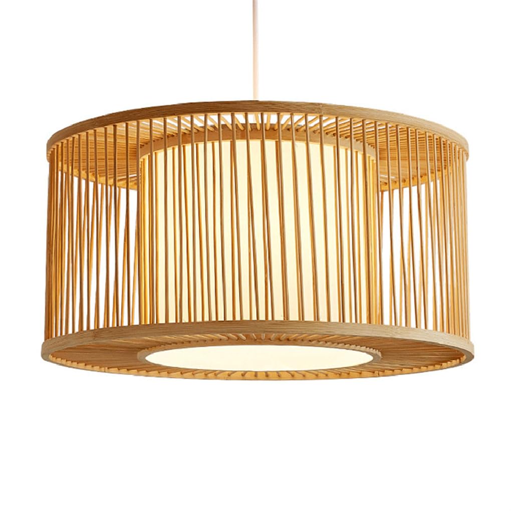 Drewniana lampa wisząca z 1 światłem Minimalistyczna lampa wisząca z bambusową ramą nordycka lampa dekoracyjna do pokoju lampa sufitowa do jadalni