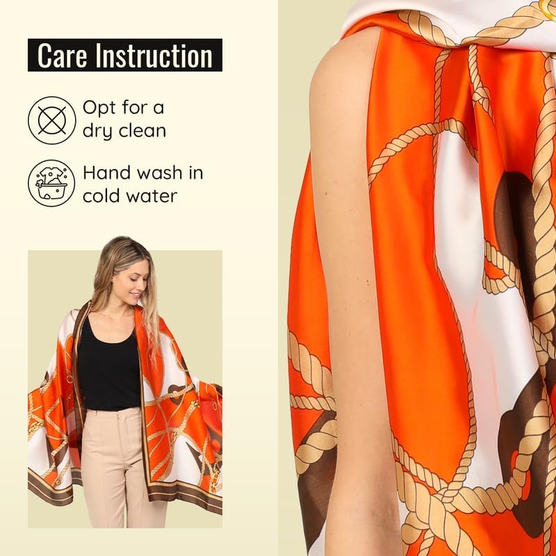 Image of Trillion London Spring Collection | Designer Silk Scarf For Women UK | Lightweight Neck Scarves | Shawl Wraps | Suitable for Daily Life | Smooth & Soft Finish | Gift for Women | Size-180cm x 90cm