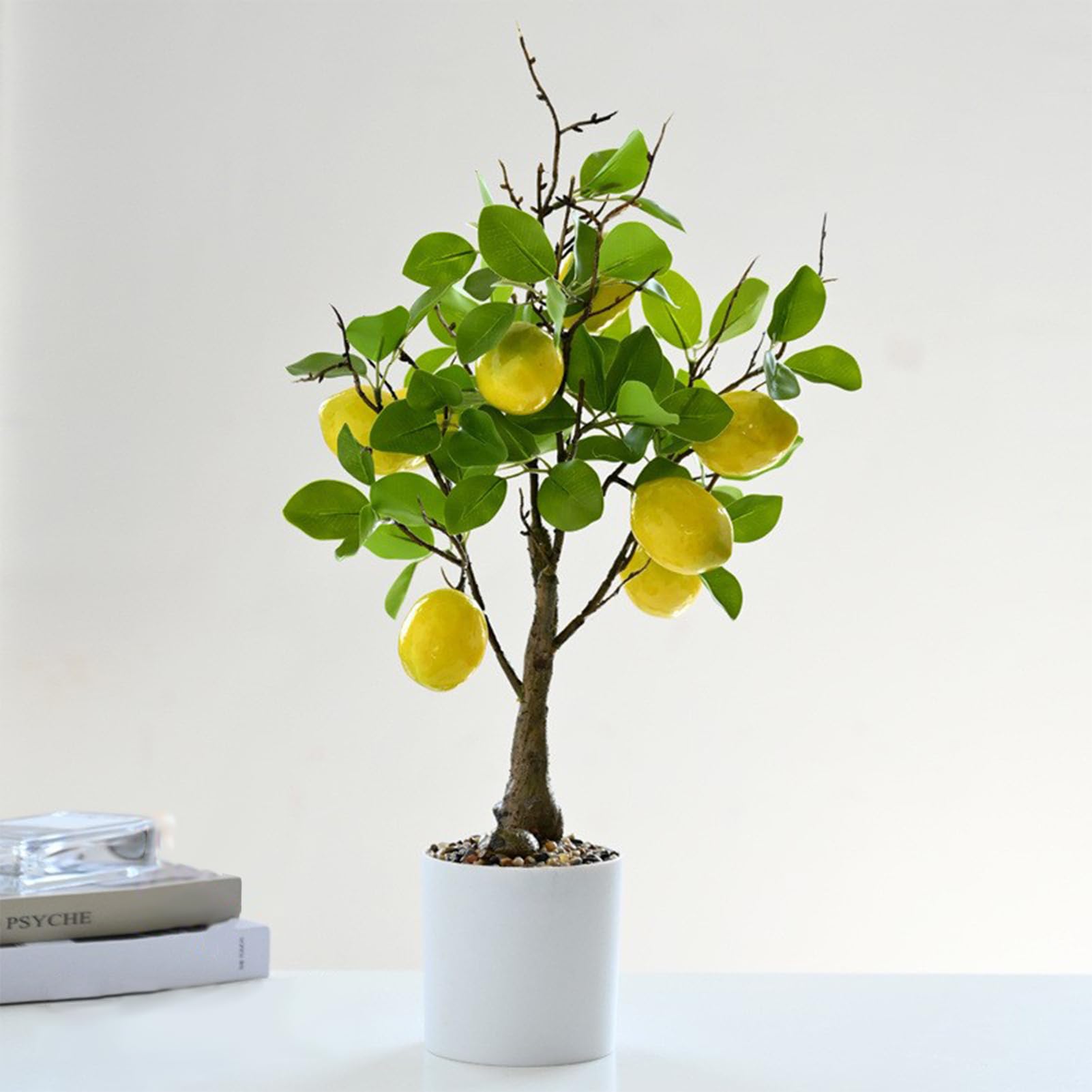 Artificial Lemon Tree Potted Plants 15.7 inch Lemon Greenery Fruit Bonsai Fake Lemon Tree for Lemon Decor Faux lemon plants for kitchen Home Office Party Spring Summer Decoration(Lemon)