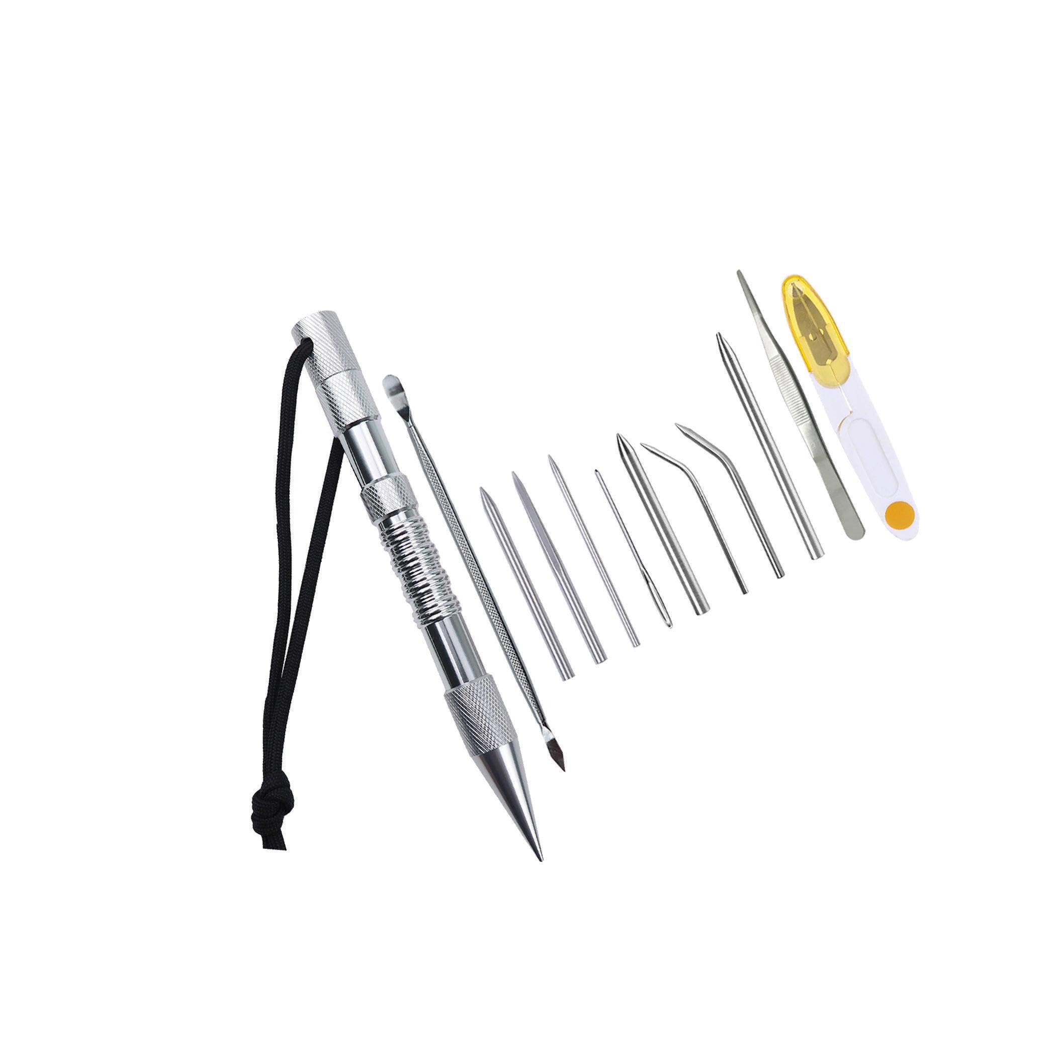 mophrati Expertly Designed Stainless Steel Paracord Stitching Needle Set for Skilled Crafters Aluminum Alloy Paracord FID Set, 12 Pcs Silver, 17cm