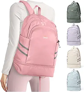 coofay Gym Backpack for Women Waterproof Backpack with Shoe Compartment Lightweight Travel Backpack Pink Sports Backpacks Large Gym Bag