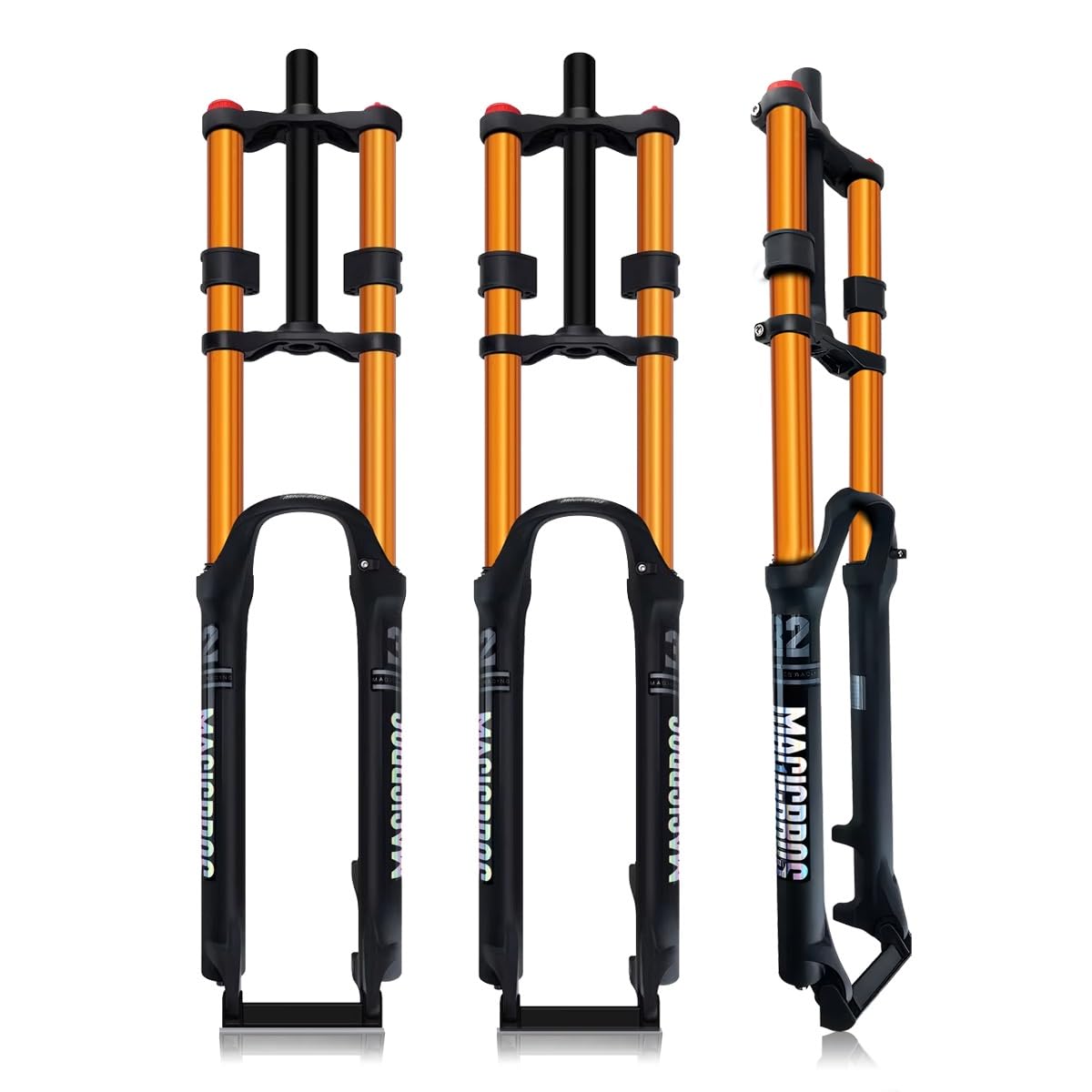 26 27.5 29inch Downhill Mtb Forks DH Mountain Bike Suspension Fork 1-1/8" Straight Air Fork Travel 180mm Bicycle Front Fork Double Crown Fork 9*100mm QR Disc Brake Manual Lockout (Gold,26") โ image 1