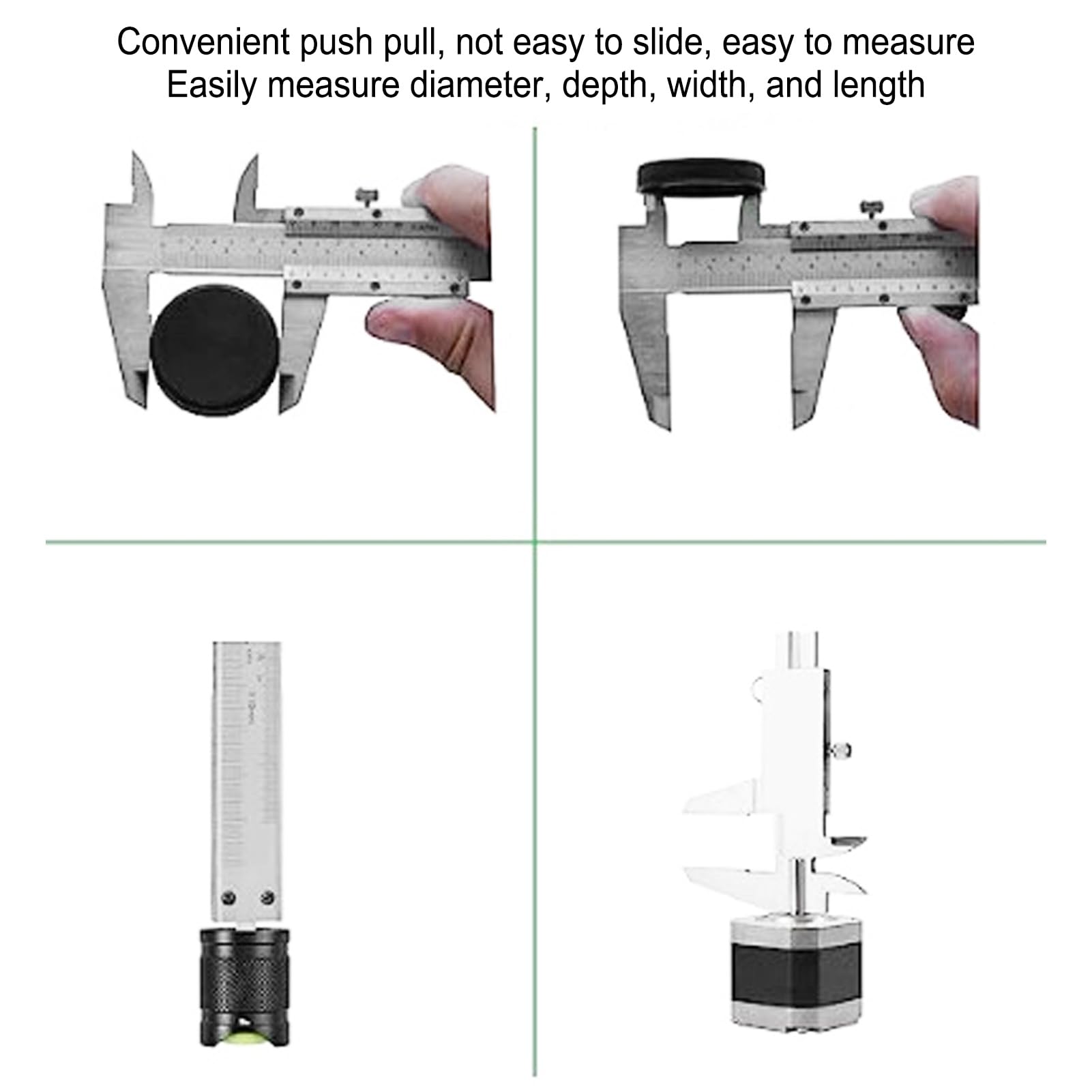 DENASH Calibro a corsoio, strumento di misurazione in acciaio inox da 7,6 cm, micrometro manuale da 0-50 mm, con custodia per utensili meccanici