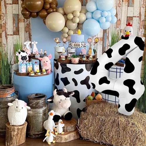 Image of 40 Inch Cow Print Balloon, Number 4 balloons Cow Balloons for 4st birthday decoration, Large Cow Number Balloons for western party decorations Baby Shower Animal Theme Party Holiday Decor