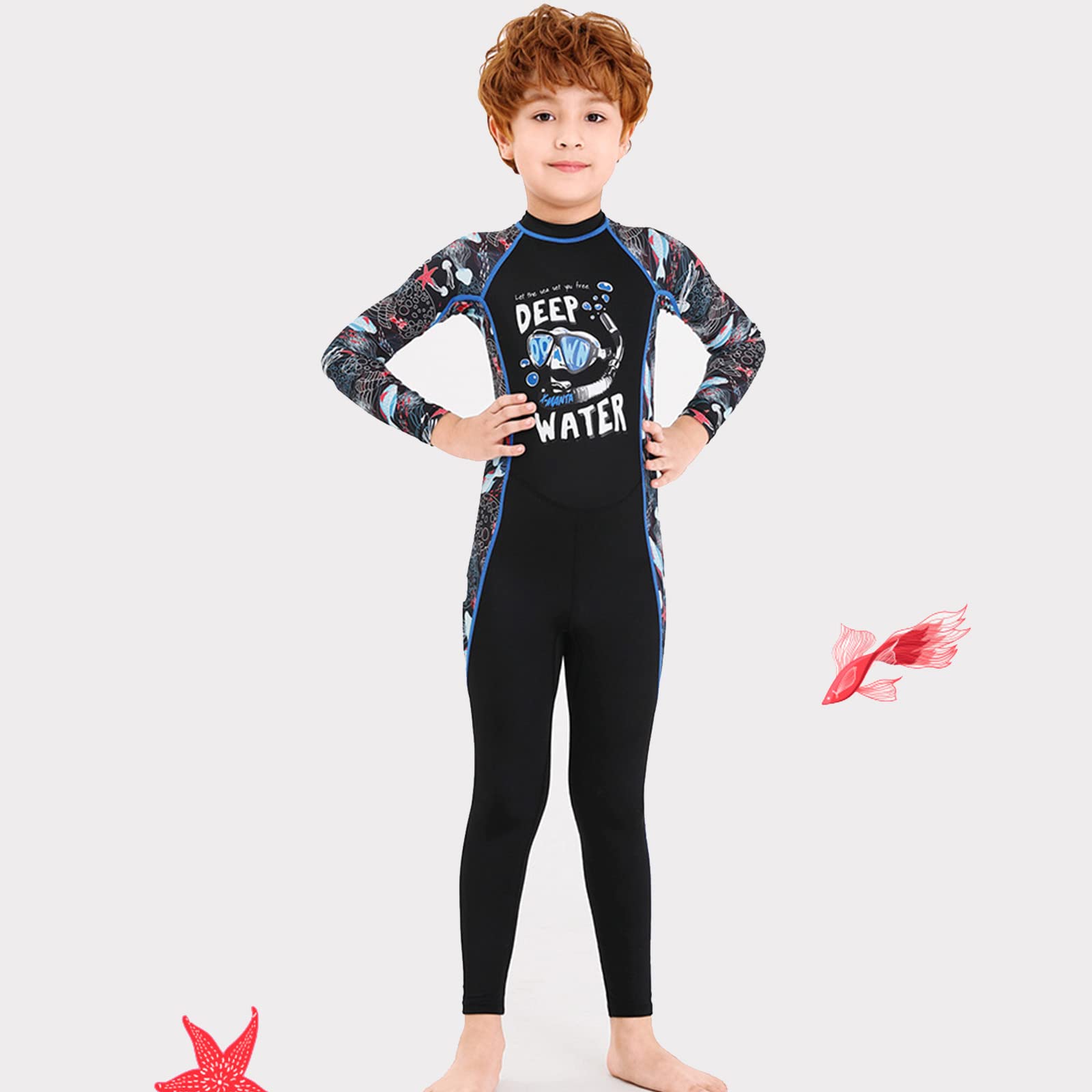 Combinaison de plongée pour Enfants garçons, Maillot de Bain Complet à séchage Rapide et Respirant pour Le Surf, la Natation et la plongée (Noir S)