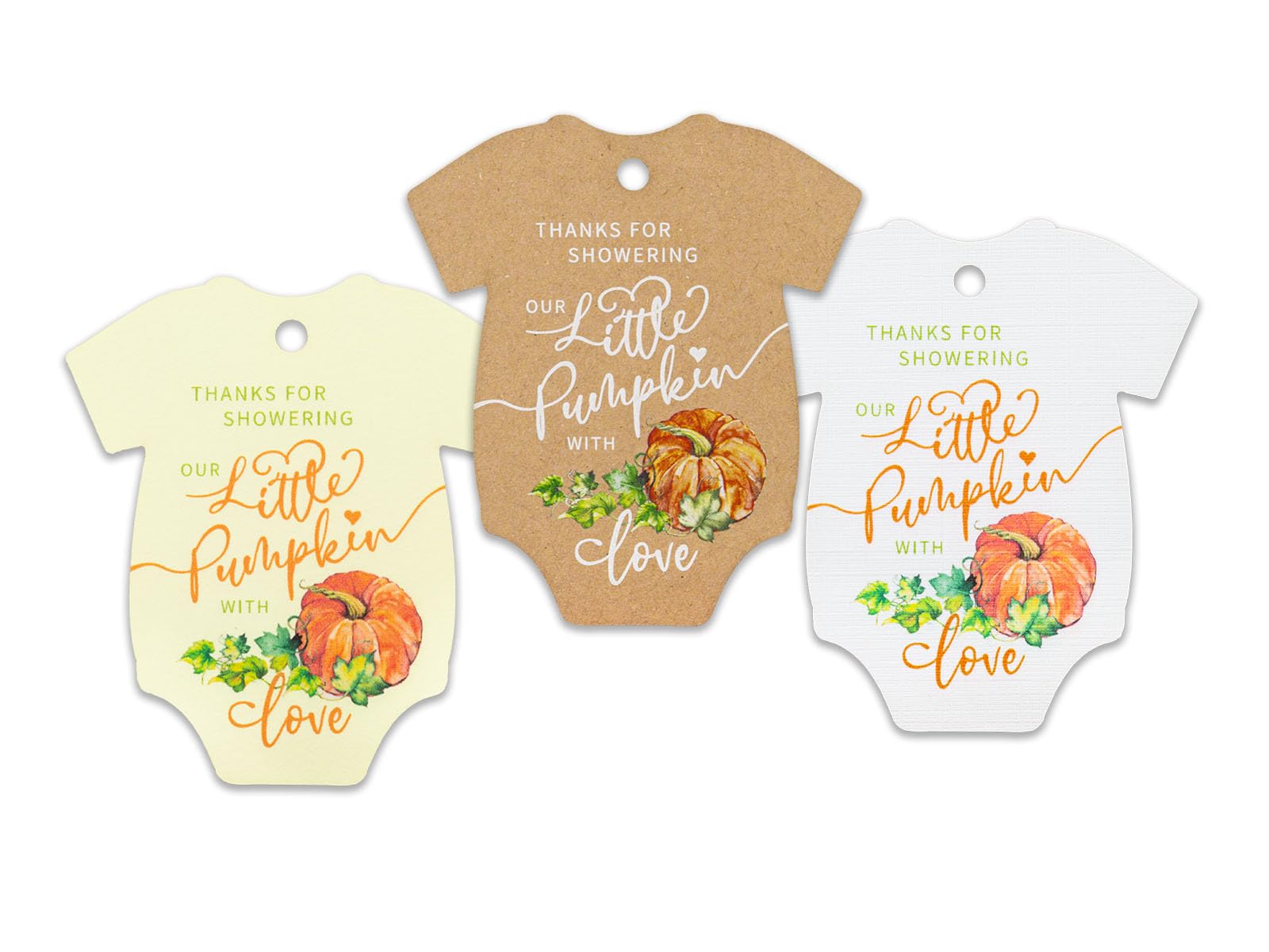 Summer-Ray 50pcs Thanks for Showering Our Little Pumpkin with Love Baby Shower Favour Tags (White), Small - Image 4