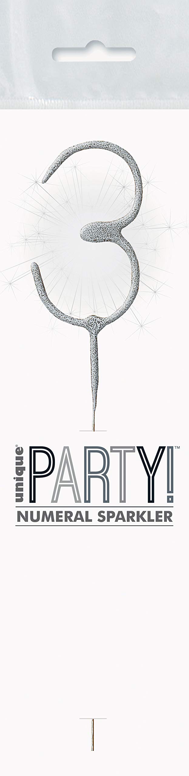 Silver Glitz Birthday Sparkler Number 3 (17cm) - Perfect for Birthday, Anniversary & Memorable Celebrations - 1 Pc